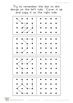 memory dot designs 4x4 visual memory worksheets by visual learning