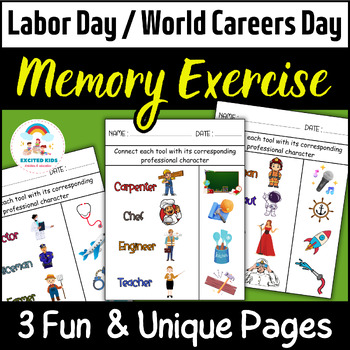 Preview of Memory Exercise on the Theme of Labor Day - Workers Week Work Sheets