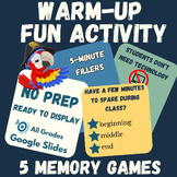 Memory Game Brain Warm-Up Fun Activity, Lesson Break, Extr