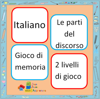 Preview of Memory Game, Italian grammar (Le parti del discorso)