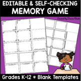(Blank, Editable) Memory Game Cards with Self-checking Bor