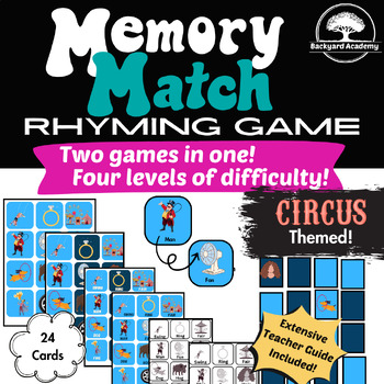 Preview of {FLASH SALE} Circus Rhyme Challenge: 2-in-1 Memory Match Fun with 4 Levels