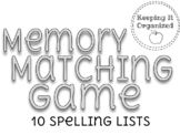 Memory Matching Cards - Spelling Words