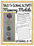 Back to School Writing Activity - Memory Mobile