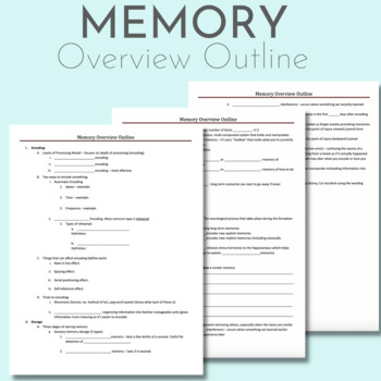 Preview of Memory Outline Overview