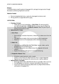 Preview of Memory Support Tools: Narrative Builder Activities and Diary