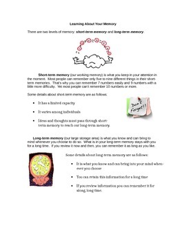 Preview of Memory Unit - Study Skills, Test Preparation, Long-Term and Short-Term Memory