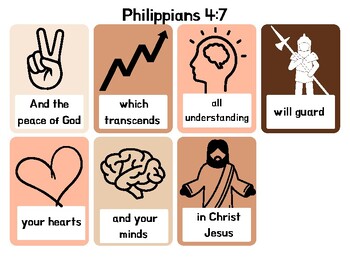 Preview of Memory Verse Philippians 4:7 poster/visual cues