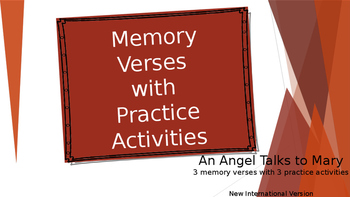 Preview of Memory Verses With Practice Activities Angel Talks To Mary ESL ESOL ELL Bible