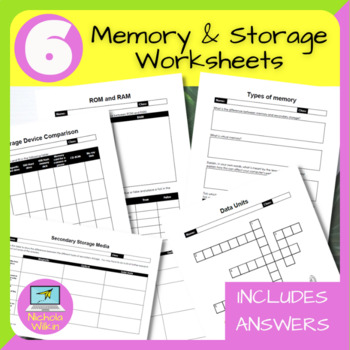 Preview of Memory and Storage  Worksheets