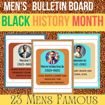 Preview of Men's Black History Month Bulletin Board Inspirational Black Men Leader Display