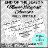 Men's Volleyball Award Certificates 40+ Fully Editable Goo