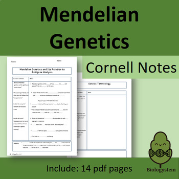 Preview of Mendelian Genetics Cornell Notes