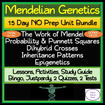 Preview of Mendelian Genetics 15 Day NO PREP Unit Bundle: Lessons, Activities, Assessments