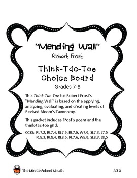 Preview of Mending Wall by Robert Frost Think-Tac-Toe Choice Board