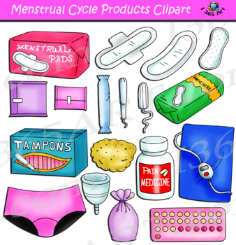 Preview of Menstrual Cycle Products Clipart - Feminine Hygiene