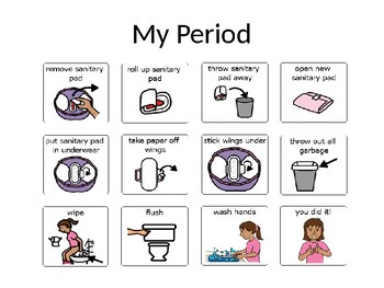 Preview of Menstruation Social Story/How to Change Sanitary Napkin/Visual/Puberty/Health