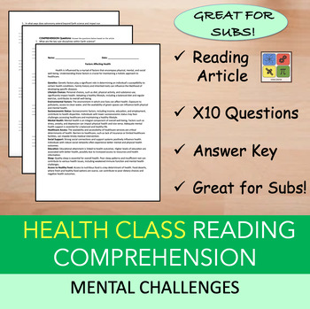 Preview of Mental Challenges - Reading Passage and x 10 Questions