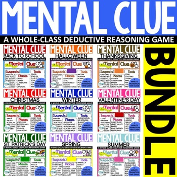 Preview of Mental Clue BUNDLE | Seasonal Whole Group Game for Transition Time