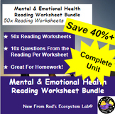 Mental & Emotional Health Unit Reading Worksheet Bundle **