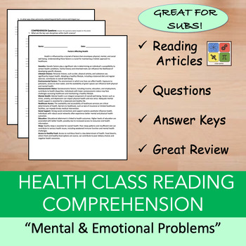 Preview of Mental & Emotional Problems - Health Reading Comprehension Bundle