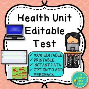 Preview of Social Emotion Learning Editable Health SEL Test - Digital Health Exam