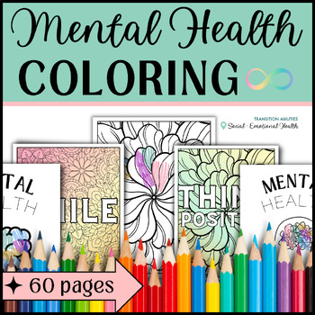 Preview of Mental Health Awareness | 60 Mindfulness & Positivity COLORING PAGES