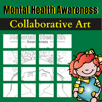 Preview of Mental Health Awareness Activities Collaborative Poster Art Coloring Page