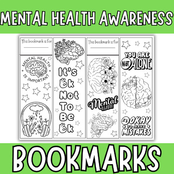 Preview of Mental Health Awareness Bookmarks to Color | Mental Health Coloring Bookmarks