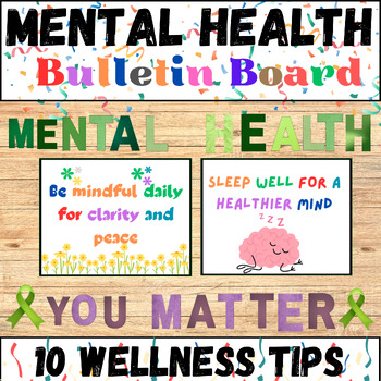 Preview of Mental Health Awareness  Bulletin Board | Wellness Tips | Posters | Decor