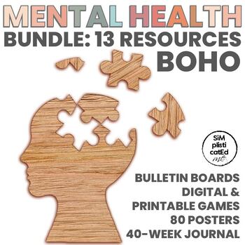 Preview of Mental Health Awareness | Bulletins | Games | Posters | Journal | BOHO ALL IN 1