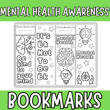Preview of Mental Health Awareness  Coloring Bookmarks| Mental health Bookmark To Color