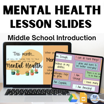 Preview of Mental Health Awareness, Discussion & Tips Lesson Slides | Digital | All Ages