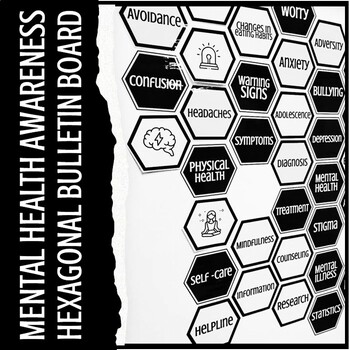 Preview of Mental Health Awareness Hexagonal Thinking Bulletin Board