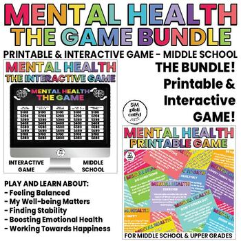 Preview of Mental Health Awareness Interactive and Printable Game | BUNDLE