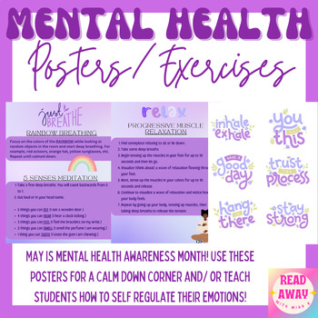 Preview of Mental Health Awareness Month - Bulletin Board Posters - Breathing Exercises