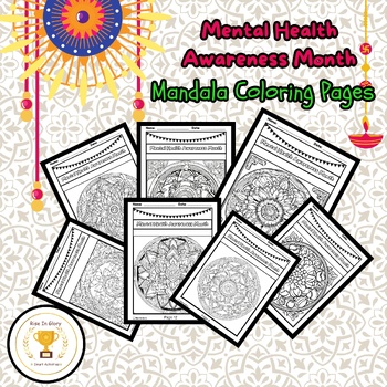 Preview of Mental Health Awareness Month Mandala Coloring Pages