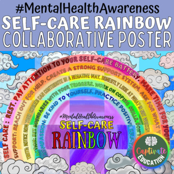 Preview of Mental Health Awareness Month Positive Self-Care Rainbow Collaborative Poster