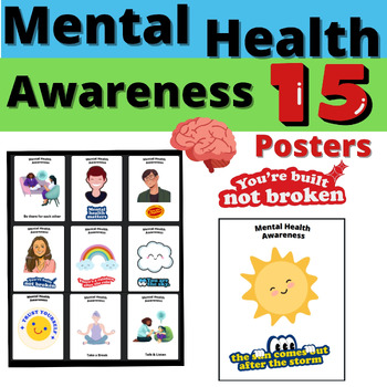 Mental Health Posters Awareness SEL Resource Flyers Classroom Bulletin ...