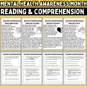 Preview of Mental Health Awareness Month Reading Comprehension Passages | 1st to 3rd grade