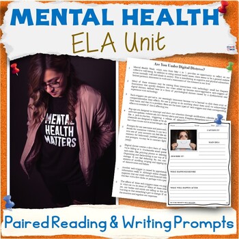 Preview of Mental Health Awareness Month Unit - ELA Paired Reading, SEL Writing Prompts