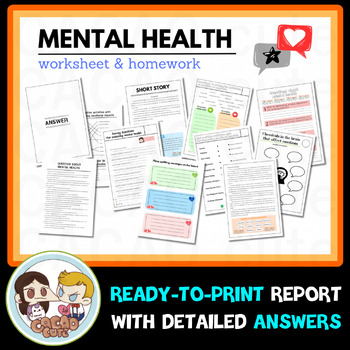 Preview of Mental Health Awareness Month Worksheet , Reading&Writing&Game sheet learning