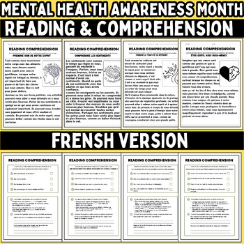 Preview of Mental Health Awareness Month frensh Reading Comprehension Passages |