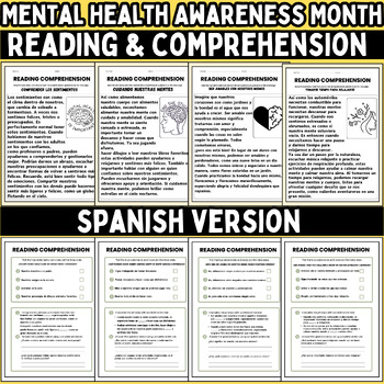 Preview of Mental Health Awareness Month spanish  Reading Comprehension Passages