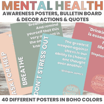 Preview of Mental Health Awareness Posters | Bulletin Board | Decor | BOHO | SET 1