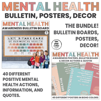 Preview of Mental Health Awareness Posters | Bulletin Board | Decor | BOHO | BUNDLE