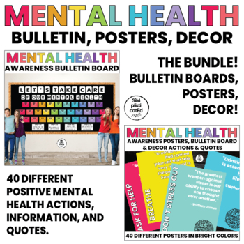 Preview of Mental Health Awareness Posters | Bulletin Board | Decor | BUNDLE