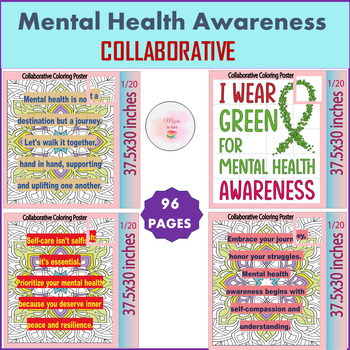 Preview of Mental Health Awareness : Quotes Zentangle Collaborative Posters Bundle