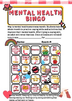 Preview of Mental Health Bingo (May Mental Health Awareness Month)
