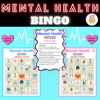 Preview of Mental Health Bingo / Mental Health Bingo Game / 20 Different Bingo Cards